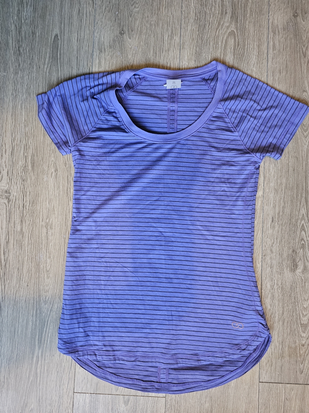 CALIA by Carrie Underwood Lavender Striped Short Sleeve Scoop Neck Tee
